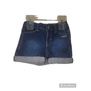 DKNY Denim Shorts Cuffed Hem Elastic Waist Dark Wash Toddler Girl